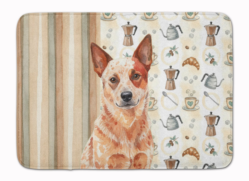 Red Heeler Australian Cattle Dog Coffee Bar Memory Foam Kitchen Mat Machine Washable Anti-Fatigue Cushion Comfort Bath or Kitchen Rug