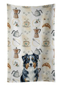 Black Australian Shepherd Coffee Bar Kitchen Towel Velour Plush Front and Cotton Loop Back Machine Washable