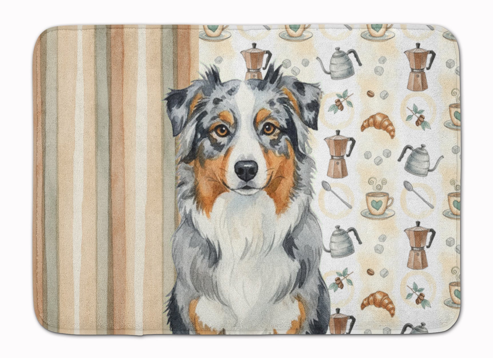Blue Merle Australian Shepherd Coffee Bar Memory Foam Kitchen Mat Machine Washable Anti-Fatigue Cushion Comfort Bath or Kitchen Rug