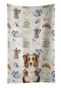 Red Merle Australian Shepherd Coffee Bar Kitchen Towel Velour Plush Front and Cotton Loop Back Machine Washable