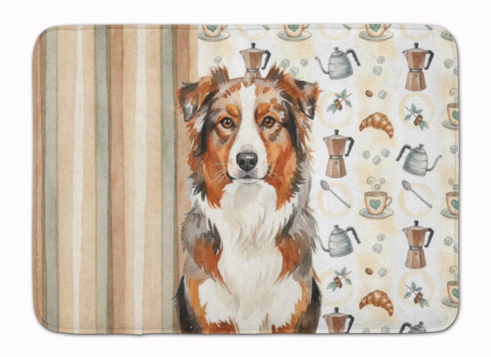 Red Merle Australian Shepherd Coffee Bar Memory Foam Kitchen Mat Machine Washable Anti-Fatigue Cushion Comfort Bath or Kitchen Rug
