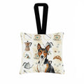Tricolor and White Basenji Coffee Bar Hanging Square Fabric Ornament 3.5 � 3.5 Decorative Door-Knob & Tree Hanger, Soft Fabric