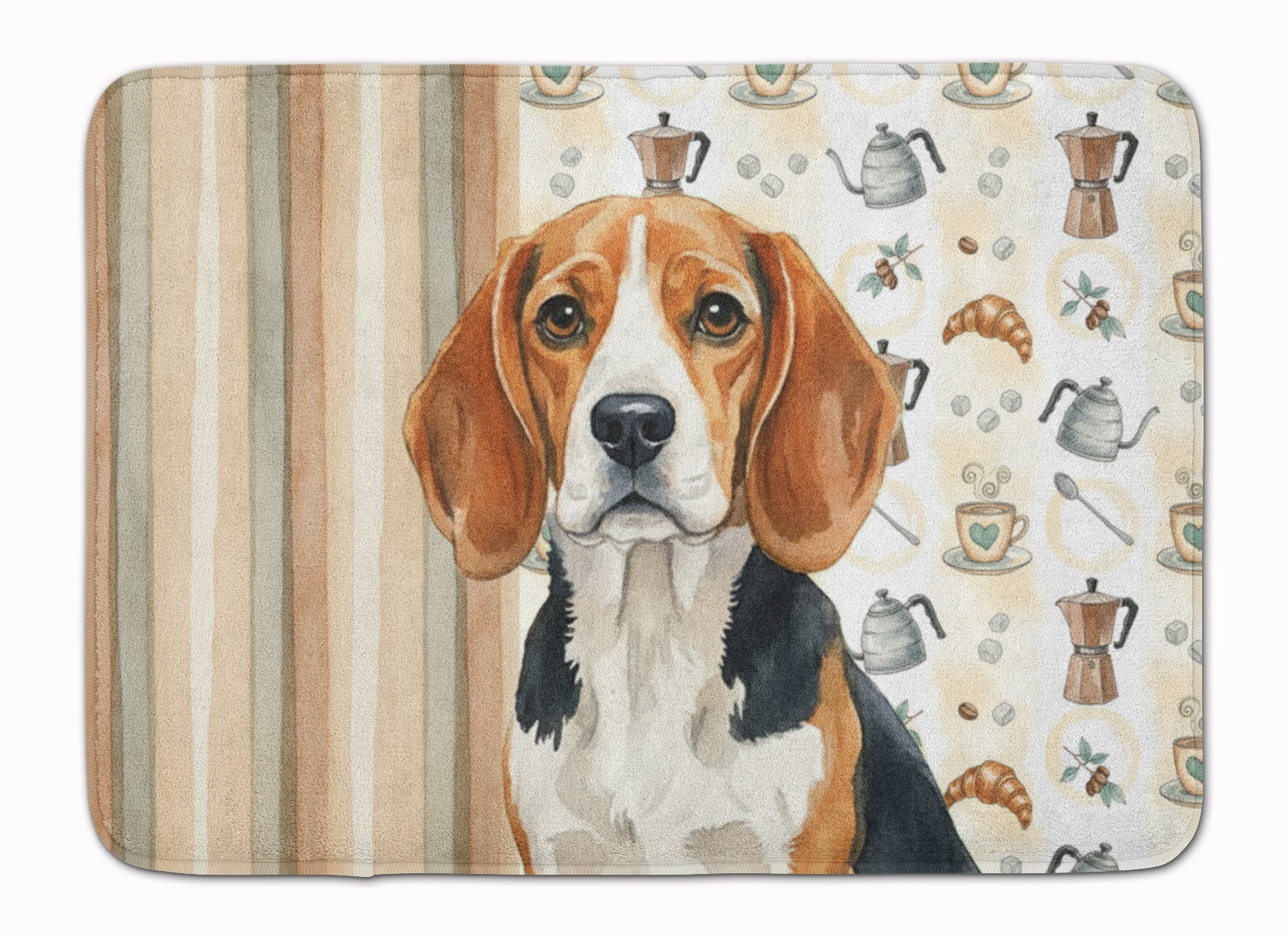 Beagle Coffee Bar Memory Foam Kitchen Mat Machine Washable Anti-Fatigue Cushion Comfort Bath or Kitchen Rug