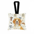 Lemon and White Beagle Coffee Bar Hanging Square Fabric Ornament 3.5 � 3.5 Decorative Door-Knob & Tree Hanger, Soft Fabric
