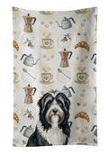 Black Bearded Collie Coffee Bar Kitchen Towel Velour Plush Front and Cotton Loop Back Machine Washable