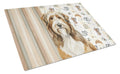 Brown Bearded Collie Coffee Bar Cutting Board Tempered Glass Kitchen Cutting Surface, Heat Resistant Chopping, Non-Slip Feet, Food Prep & Serving
