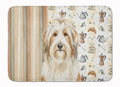White and Tan Bearded Collie Coffee Bar Memory Foam Kitchen Mat Machine Washable Anti-Fatigue Cushion Comfort Bath or Kitchen Rug