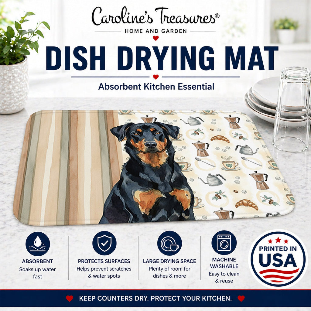 Beauceron Coffee Bar Dish Drying Mat Absorbent Dish Drying Mat Pad for Kitchen Counter Dish Drainer Mat for Countertop, 14 x 21", Multicolor