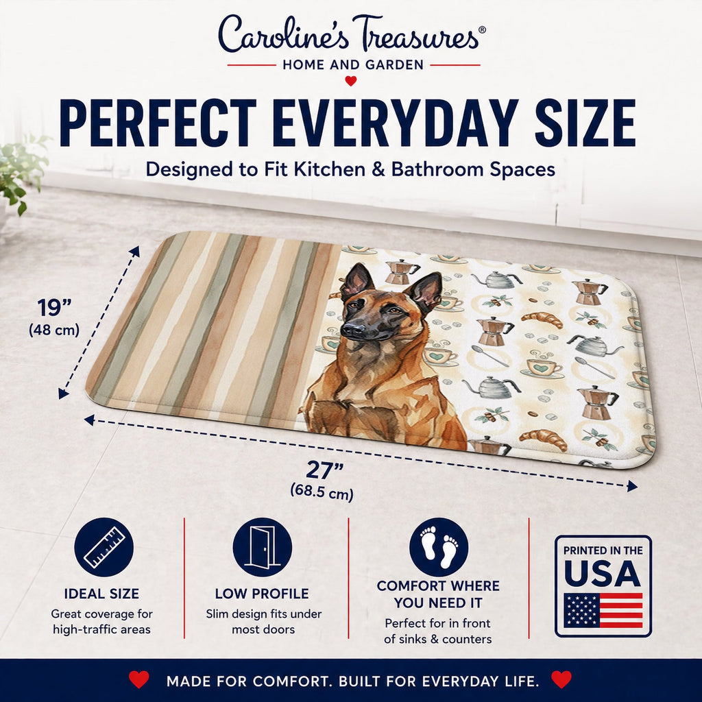 Mahogany Belgian Malinois Coffee Bar Memory Foam Kitchen Mat Machine Washable Anti-Fatigue Cushion Comfort Bath or Kitchen Rug