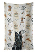 Belgian Sheepdog Groenendael Coffee Bar Kitchen Towel Velour Plush Front and Cotton Loop Back Machine Washable