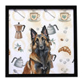Belgian Tervuren Coffee Bar Framed Metal Print Bathroom, Kitchen, Office, Home Decor Wall Art Ready to Hang, Square, 8X8
