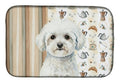 Bichon Frise Coffee Bar Dish Drying Mat Absorbent Dish Drying Mat Pad for Kitchen Counter Dish Drainer Mat for Countertop, 14 x 21", Multicolor