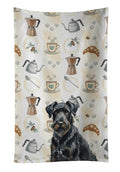 Black Russian Terrier Coffee Bar Kitchen Towel Velour Plush Front and Cotton Loop Back Machine Washable