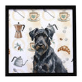 Black Russian Terrier Coffee Bar Framed Metal Print Bathroom, Kitchen, Office, Home Decor Wall Art Ready to Hang, Square, 8X8