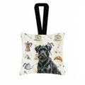 Black Russian Terrier Coffee Bar Hanging Square Fabric Ornament 3.5 � 3.5 Decorative Door-Knob & Tree Hanger, Soft Fabric