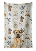 Fawn Boerboel Coffee Bar Kitchen Towel Velour Plush Front and Cotton Loop Back Machine Washable