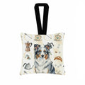 Blue Merle Border Collie Coffee Bar Hanging Square Fabric Ornament 3.5 � 3.5 Decorative Door-Knob & Tree Hanger, Soft Fabric
