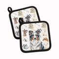 Blue Merle Border Collie Coffee Bar Pot Holder Set of 2 Heat Resistant Quilted Hot Pads 7.5 x 7.5 Inch, Insulated Kitchen Trivets for Cooking & Baking