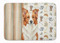 Red and White Border Collie Coffee Bar Memory Foam Kitchen Mat Machine Washable Anti-Fatigue Cushion Comfort Bath or Kitchen Rug