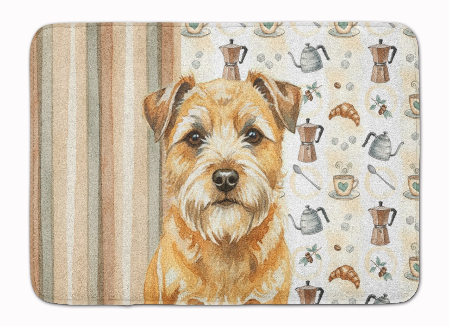 Wheaten Border Terrier Coffee Bar Memory Foam Kitchen Mat Machine Washable Anti-Fatigue Cushion Comfort Bath or Kitchen Rug