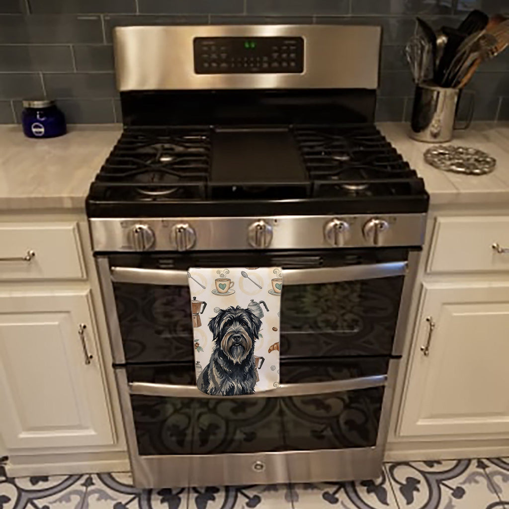 Bouvier des Flandres Coffee Bar Kitchen Towel Velour Plush Front and Cotton Loop Back Machine Washable