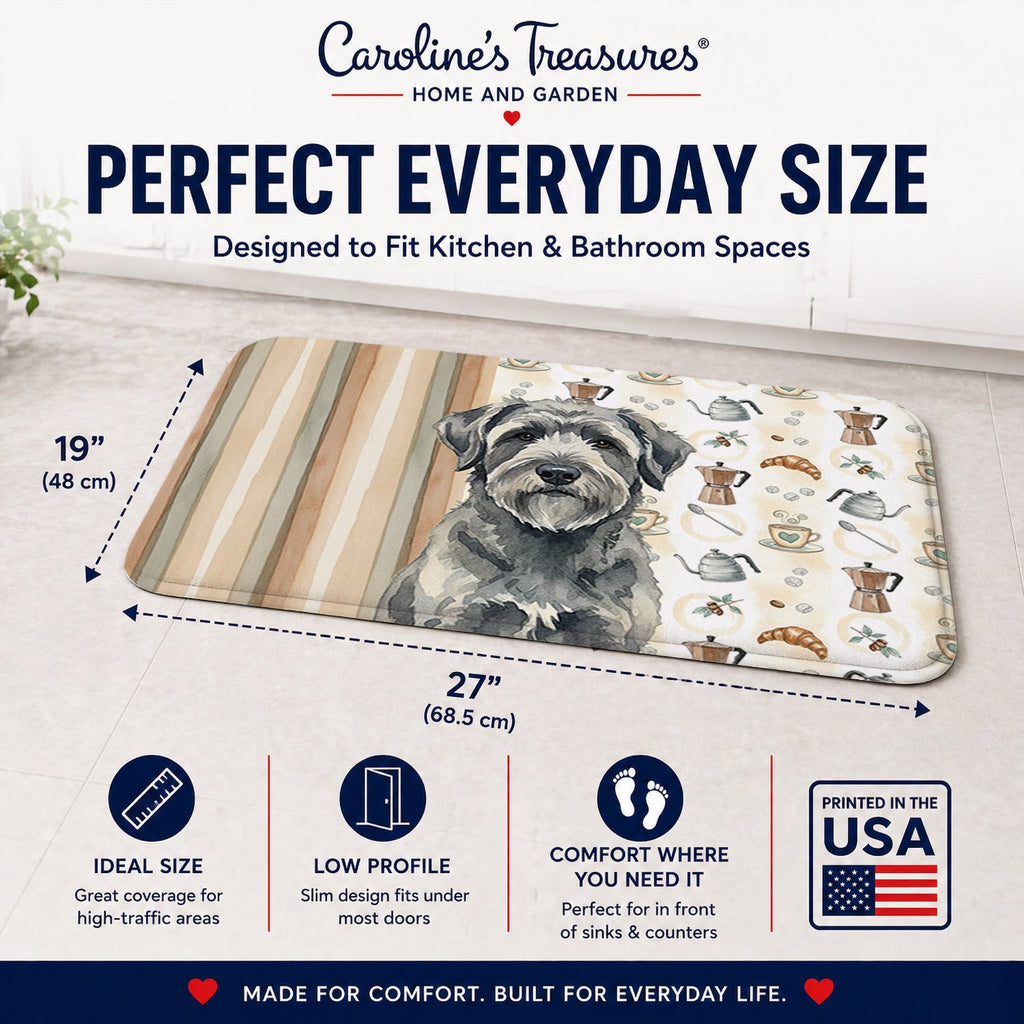 Gray Bouvier des Flandres Coffee Bar Memory Foam Kitchen Mat Machine Washable Anti-Fatigue Cushion Comfort Bath or Kitchen Rug