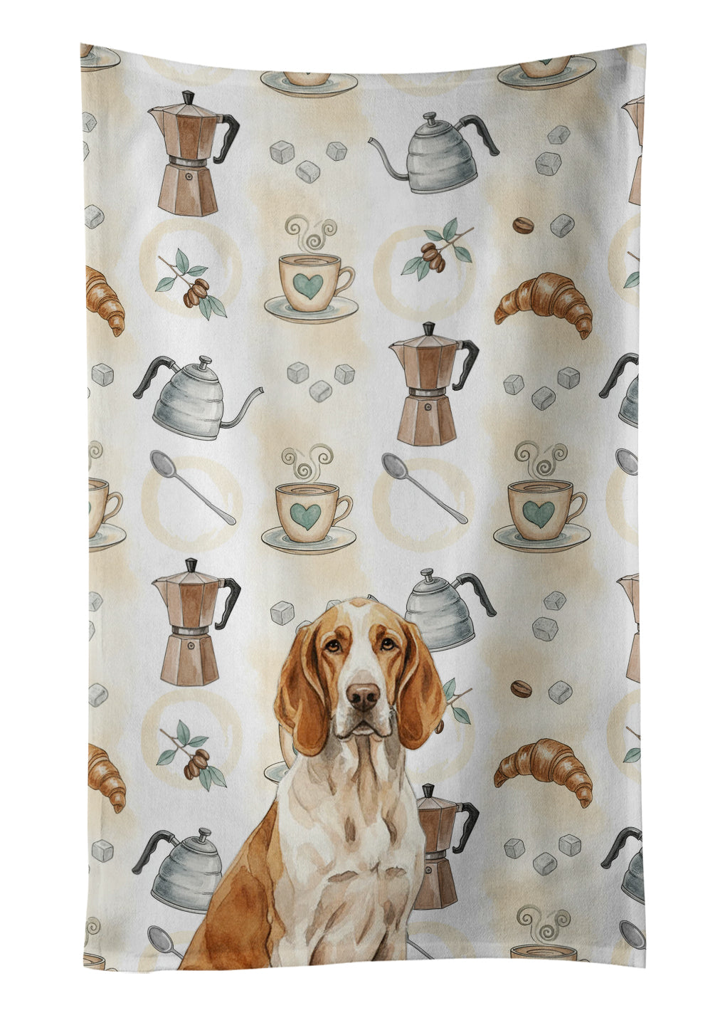 Bracco Italiano Coffee Bar Kitchen Towel Velour Plush Front and Cotton Loop Back Machine Washable