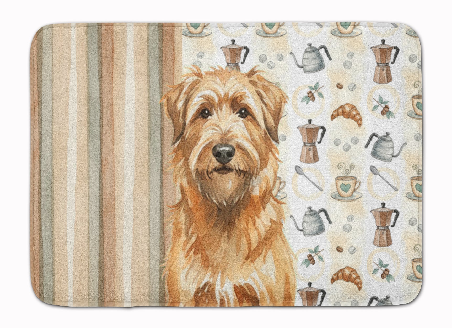 Tawny Briard Coffee Bar Memory Foam Kitchen Mat Machine Washable Anti-Fatigue Cushion Comfort Bath or Kitchen Rug