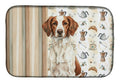 Liver and White Brittany Coffee Bar Dish Drying Mat Absorbent Dish Drying Mat Pad for Kitchen Counter Dish Drainer Mat for Countertop, 14 x 21", Multicolor