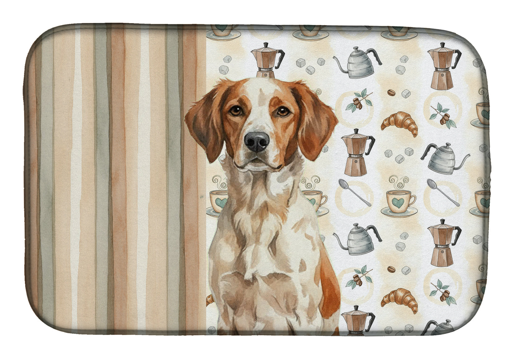 Roan Brittany Coffee Bar Dish Drying Mat Absorbent Dish Drying Mat Pad for Kitchen Counter Dish Drainer Mat for Countertop, 14 x 21", Multicolor