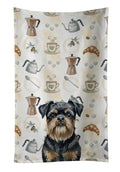 Black and Tan Brussels Griffon Coffee Bar Kitchen Towel Velour Plush Front and Cotton Loop Back Machine Washable