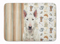 White Bull Terrier Coffee Bar Memory Foam Kitchen Mat Machine Washable Anti-Fatigue Cushion Comfort Bath or Kitchen Rug