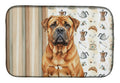 Red Bullmastiff Coffee Bar Dish Drying Mat Absorbent Dish Drying Mat Pad for Kitchen Counter Dish Drainer Mat for Countertop, 14 x 21", Multicolor