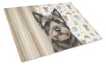 Black Cairn Terrier Coffee Bar Cutting Board Tempered Glass Kitchen Cutting Surface, Heat Resistant Chopping, Non-Slip Feet, Food Prep & Serving