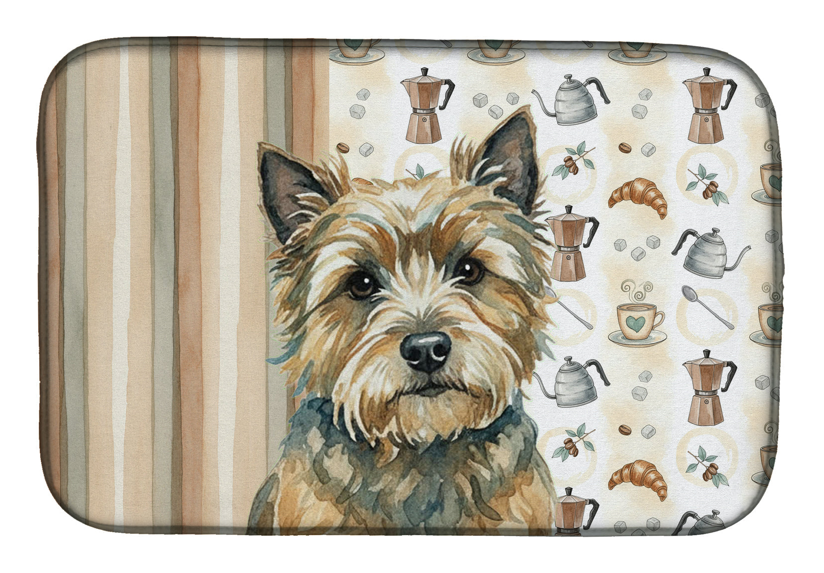 Cairn Terrier Coffee Bar Dish Drying Mat Absorbent Dish Drying Mat Pad for Kitchen Counter Dish Drainer Mat for Countertop, 14 x 21", Multicolor