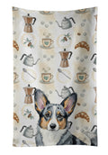 Blue Merle Cardigan Welsh Corgi Coffee Bar Kitchen Towel Velour Plush Front and Cotton Loop Back Machine Washable