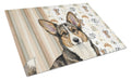 Brindle Cardigan Welsh Corgi Coffee Bar Cutting Board Tempered Glass Kitchen Cutting Surface, Heat Resistant Chopping, Non-Slip Feet, Food Prep & Serving