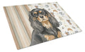 Black and Tan Cavalier Spaniel Coffee Bar Cutting Board Tempered Glass Kitchen Cutting Surface, Heat Resistant Chopping, Non-Slip Feet, Food Prep & Serving