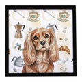 Ruby Cavalier Spaniel Coffee Bar Framed Metal Print Bathroom, Kitchen, Office, Home Decor Wall Art Ready to Hang, Square, 8X8
