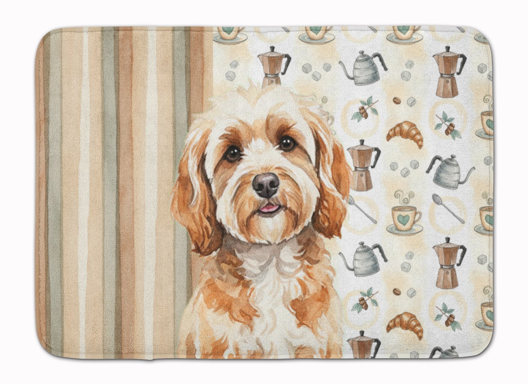 Cavapoo Coffee Bar Memory Foam Kitchen Mat Machine Washable Anti-Fatigue Cushion Comfort Bath or Kitchen Rug