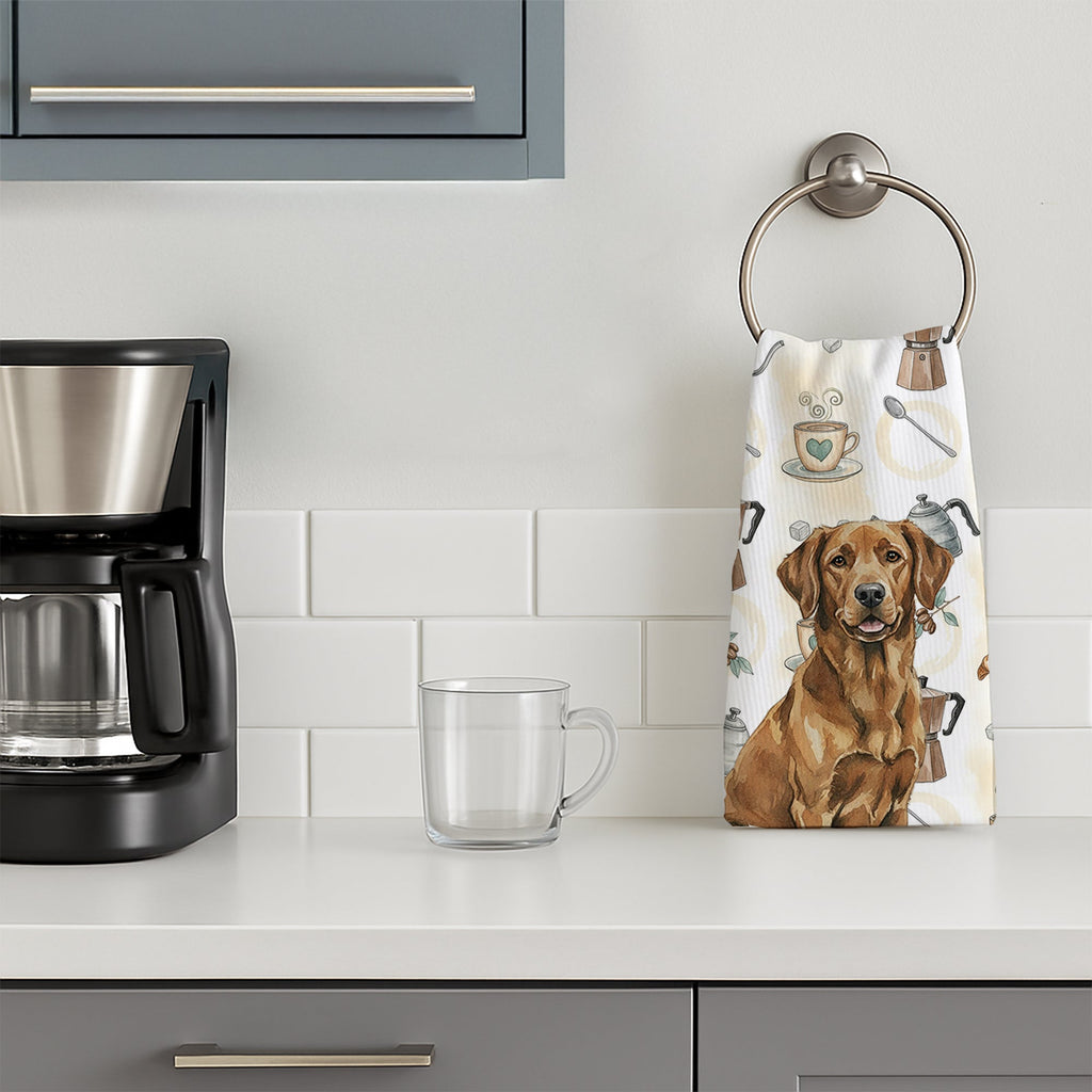 Chesapeake Bay Retriever Coffee Bar Kitchen Towel Velour Plush Front and Cotton Loop Back Machine Washable