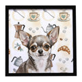 Chihuahua Coffee Bar Framed Metal Print Bathroom, Kitchen, Office, Home Decor Wall Art Ready to Hang, Square, 8X8