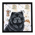 Black Chow Chow Coffee Bar Framed Metal Print Bathroom, Kitchen, Office, Home Decor Wall Art Ready to Hang, Square, 8X8