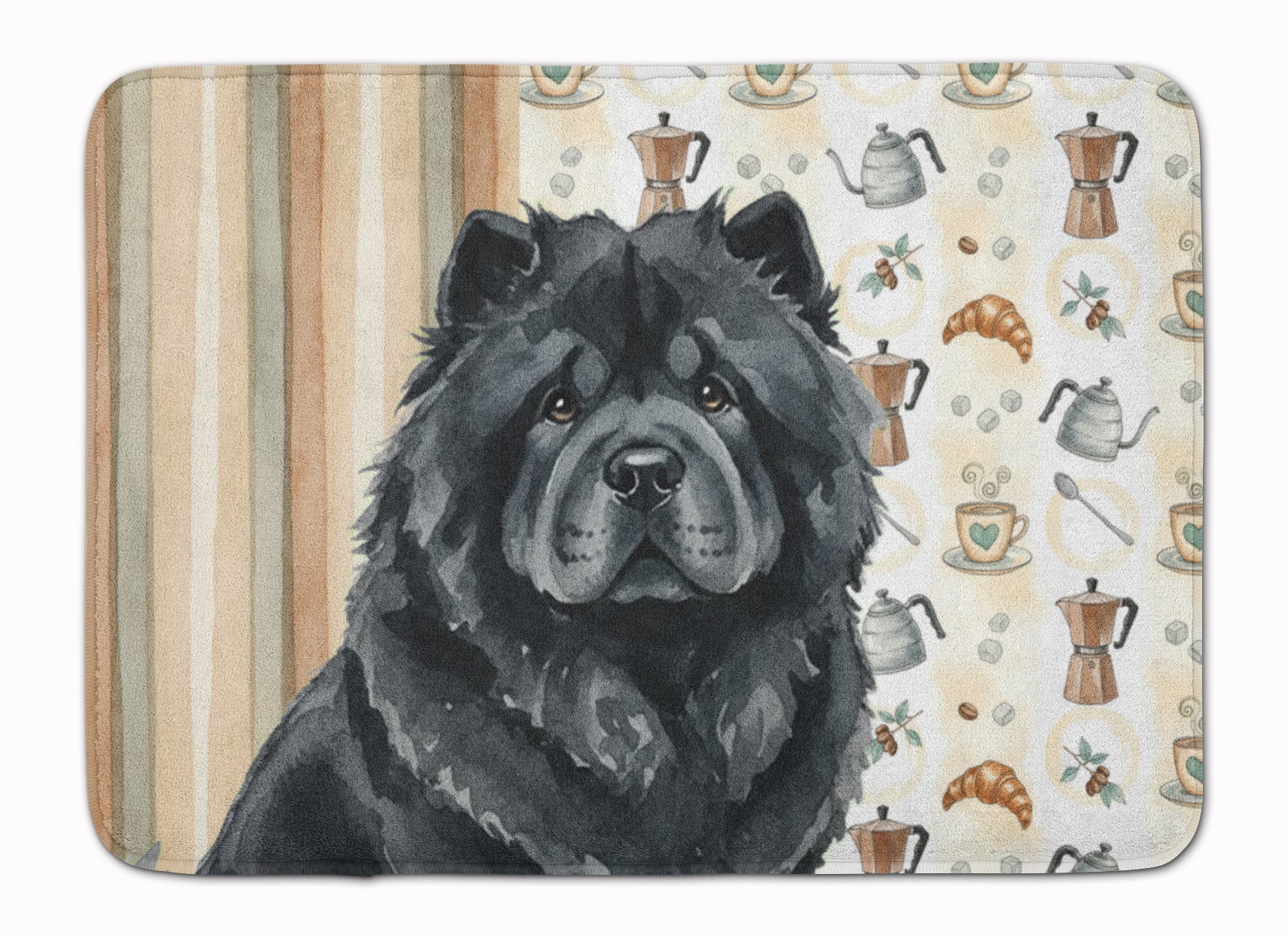 Black Chow Chow Coffee Bar Memory Foam Kitchen Mat Machine Washable Anti-Fatigue Cushion Comfort Bath or Kitchen Rug