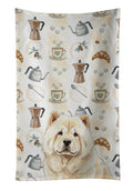 Cream Chow Chow Coffee Bar Kitchen Towel Velour Plush Front and Cotton Loop Back Machine Washable