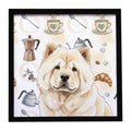 Cream Chow Chow Coffee Bar Framed Metal Print Bathroom, Kitchen, Office, Home Decor Wall Art Ready to Hang, Square, 8X8