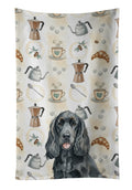 Black Cocker Spaniel Coffee Bar Kitchen Towel Velour Plush Front and Cotton Loop Back Machine Washable