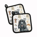 Black Cocker Spaniel Coffee Bar Pot Holder Set of 2 Heat Resistant Quilted Hot Pads 7.5 x 7.5 Inch, Insulated Kitchen Trivets for Cooking & Baking