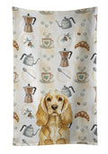 Buff Cocker Spaniel Coffee Bar Kitchen Towel Velour Plush Front and Cotton Loop Back Machine Washable