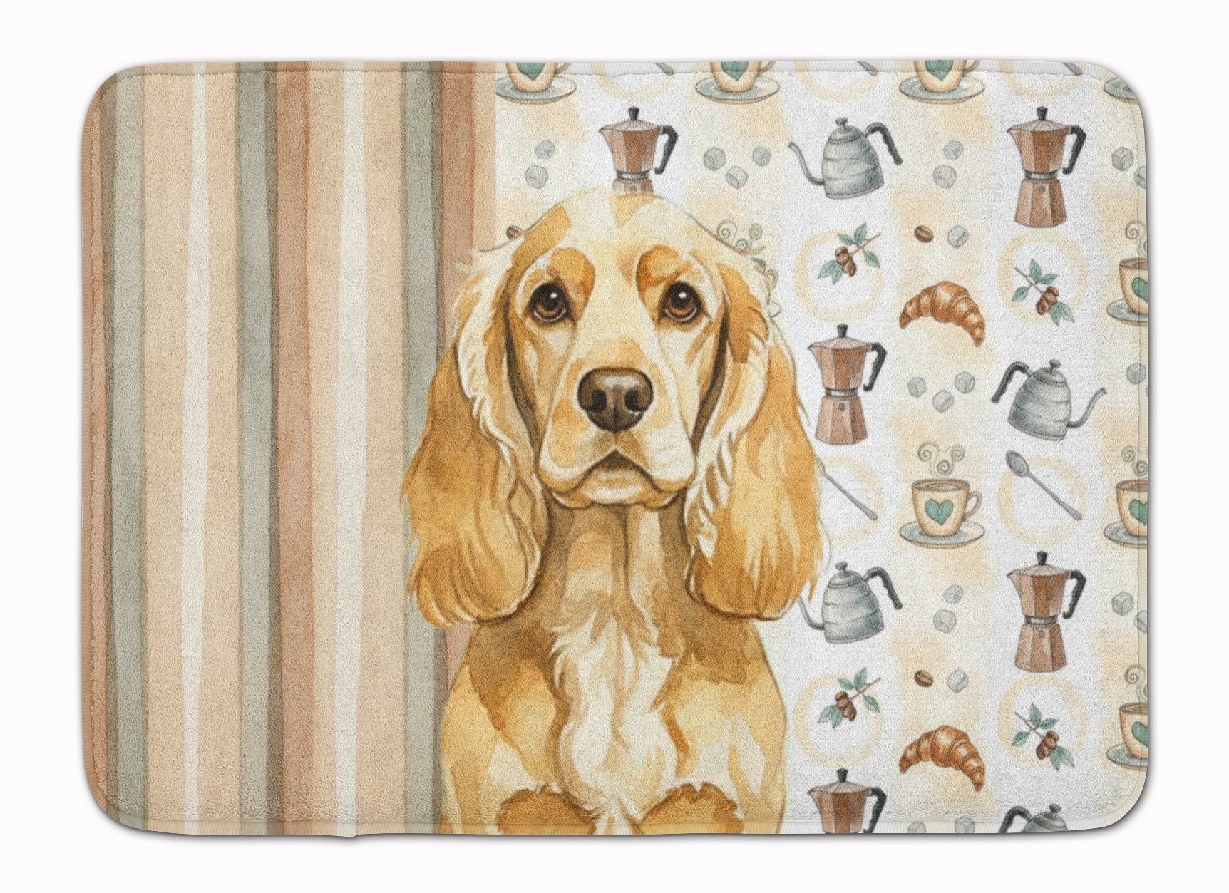 Buff Cocker Spaniel Coffee Bar Memory Foam Kitchen Mat Machine Washable Anti-Fatigue Cushion Comfort Bath or Kitchen Rug